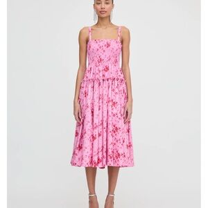 Seraphina Midi Dress in Pink Sweet Peas